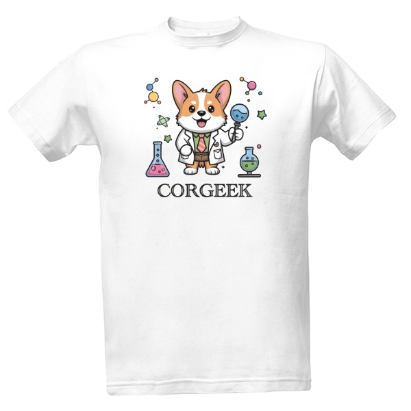 Tričko s potiskem Corgi vědec